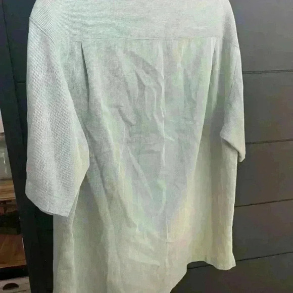 Tommy Bahama Shirt Men's Large Blue Short Sleeve Check Silk Blend Button Up - Picture 4 of 4